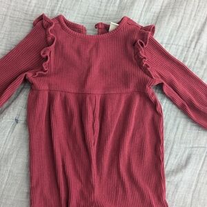 Long Sleeve Rib Knit Ruffle Trim Jumpsuit Old Navy Baby